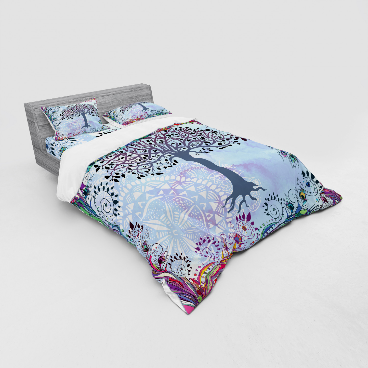 Ambesonne Nature Inspired Bedding Set Duvet Cover Sham Fitted Sheet in 3 Sizes - Picture 208 of 244