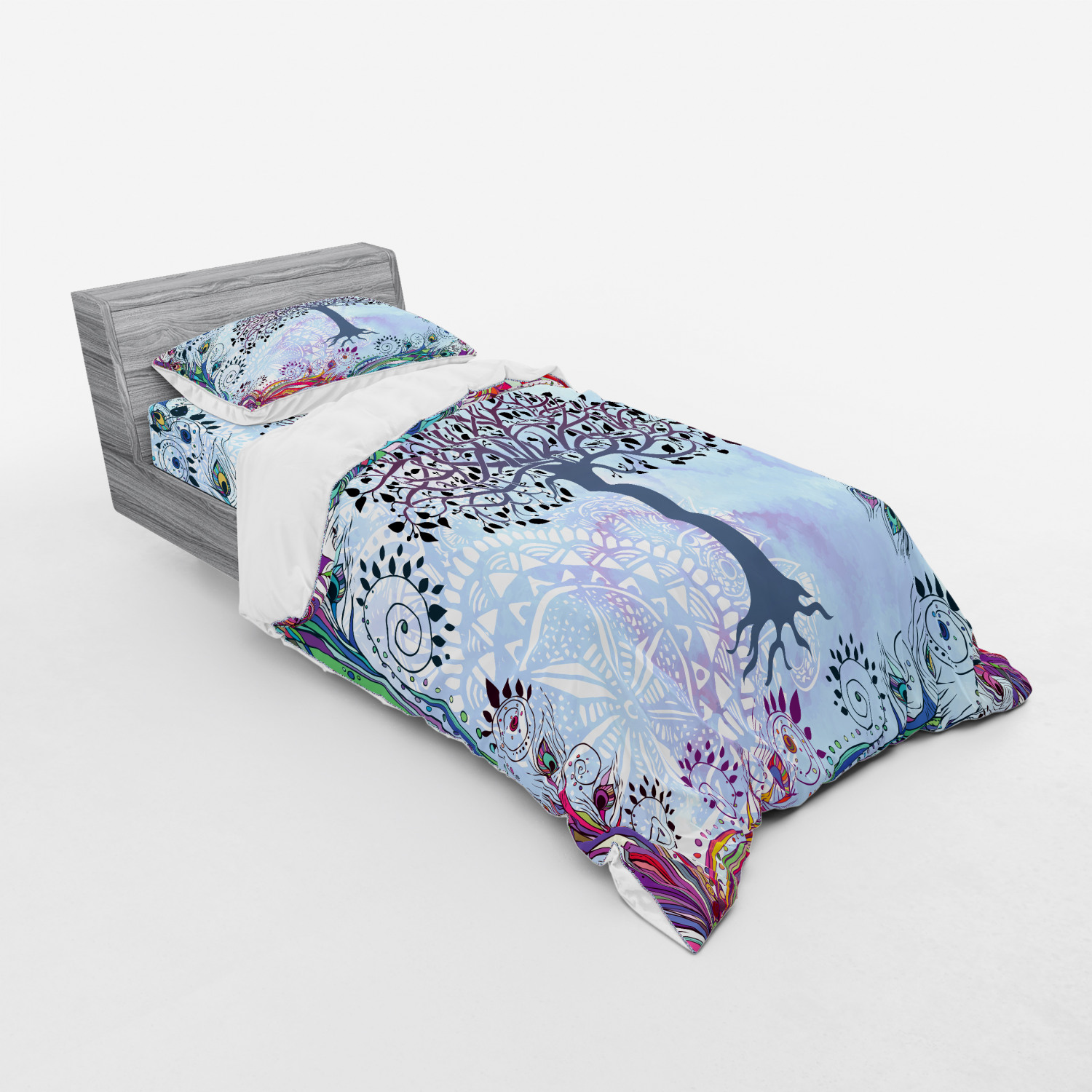 Ambesonne Nature Inspired Bedding Set Duvet Cover Sham Fitted Sheet in 3 Sizes - Picture 206 of 244