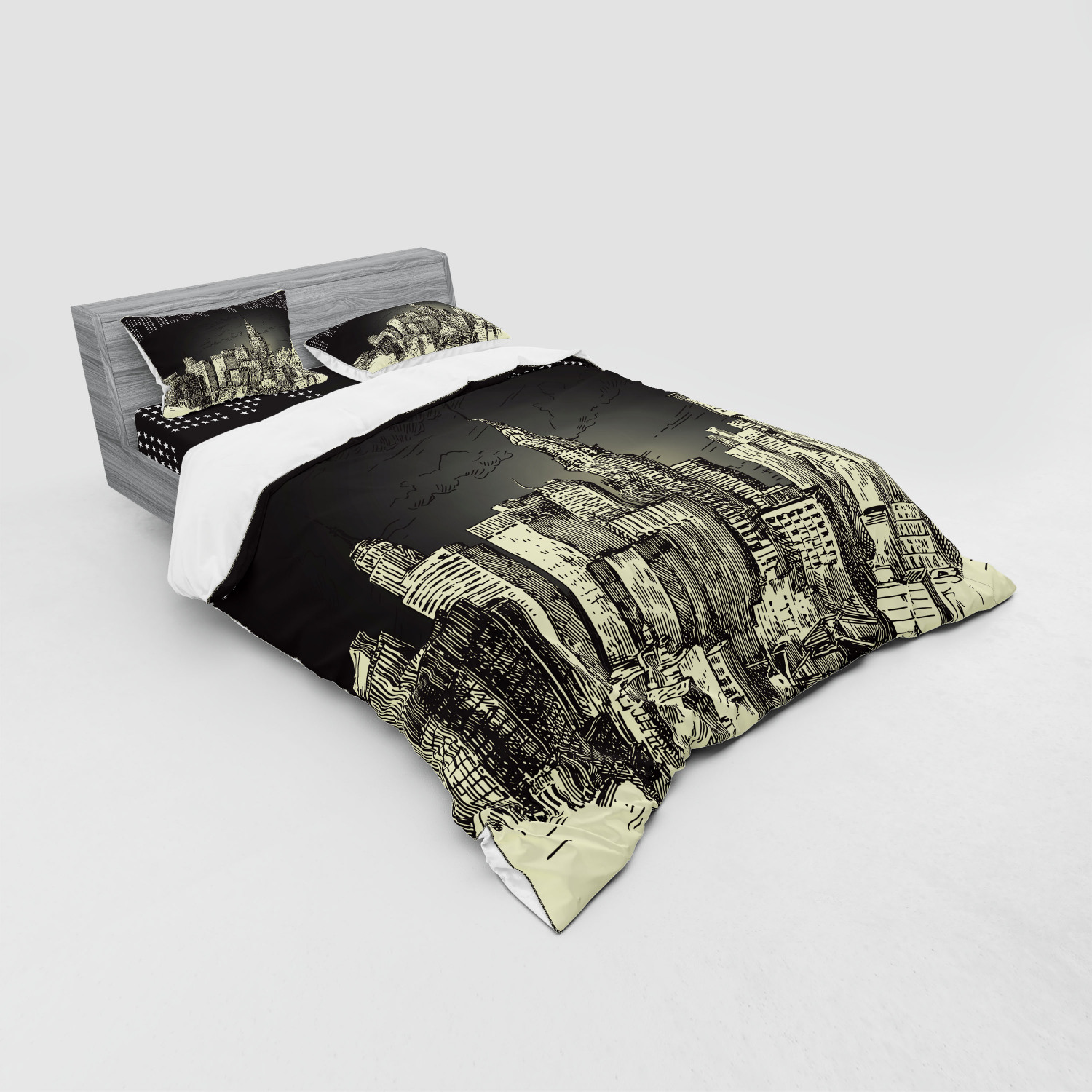 Ambesonne Retro Scene Bedding Set Duvet Cover Sham Fitted Sheet in 3 Sizes - Picture 108 of 244