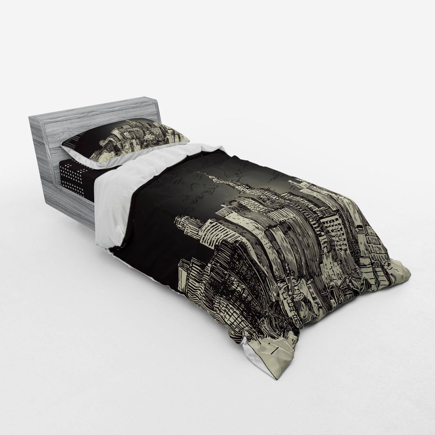 Ambesonne Retro Scene Bedding Set Duvet Cover Sham Fitted Sheet in 3 Sizes - Picture 106 of 244