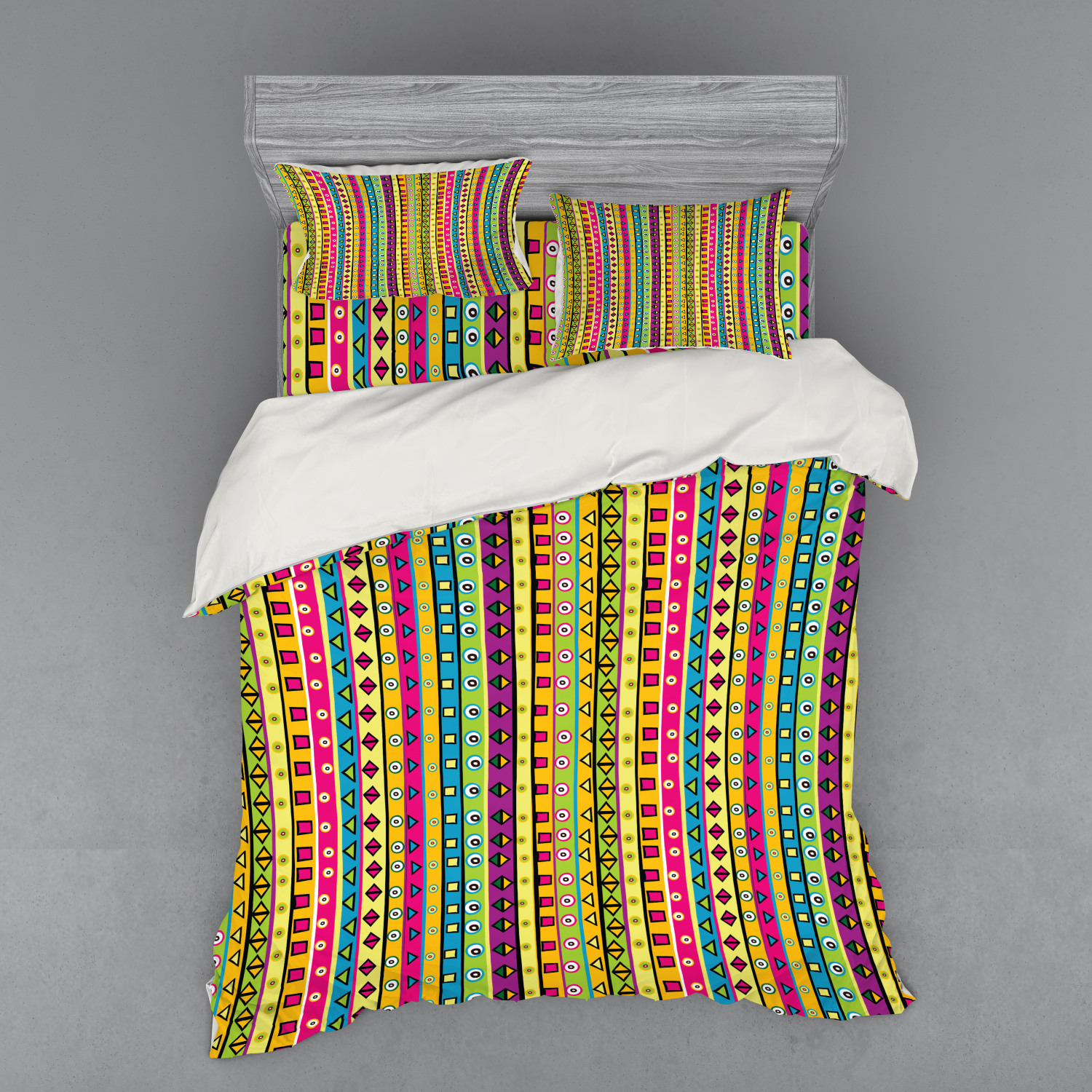 Ambesonne Retro Scene Bedding Set Duvet Cover Sham Fitted Sheet in 3 Sizes - Picture 47 of 244