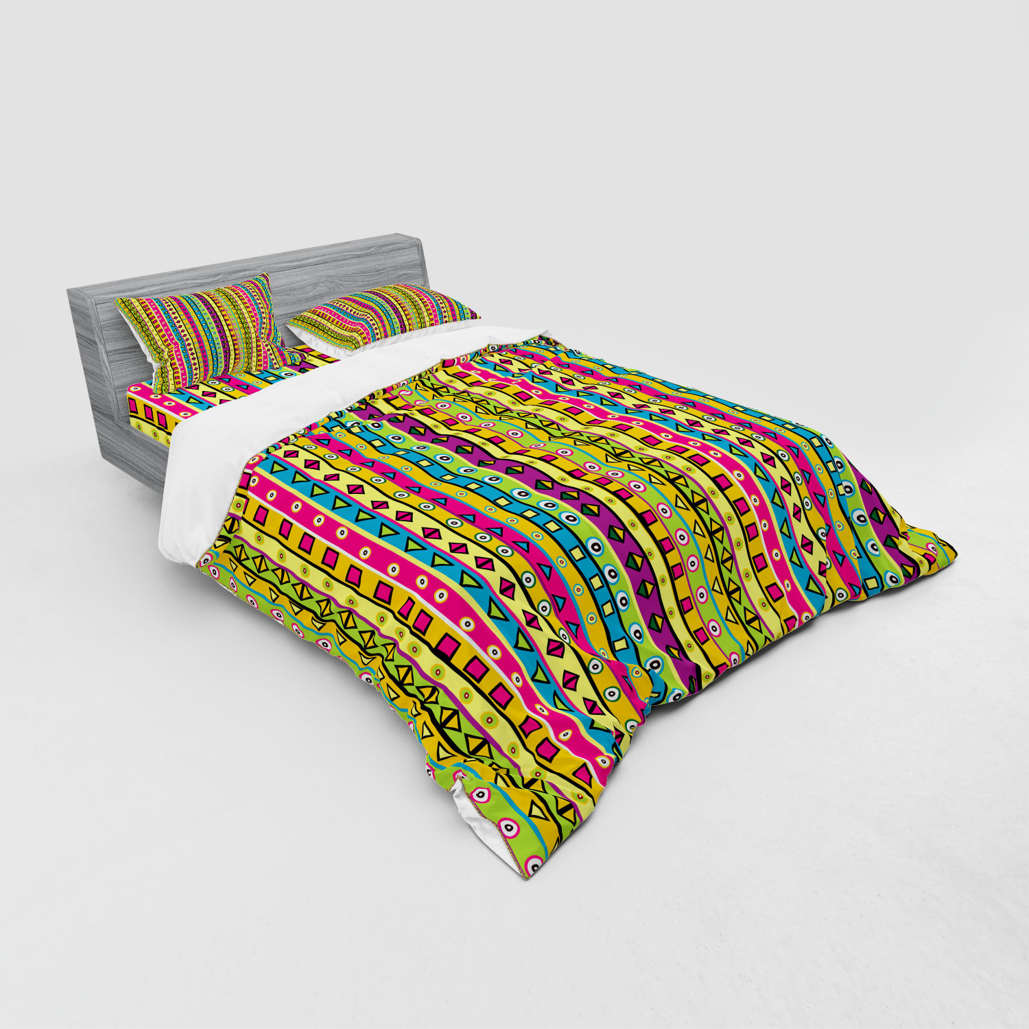 Ambesonne Retro Scene Bedding Set Duvet Cover Sham Fitted Sheet in 3 Sizes - Picture 48 of 244