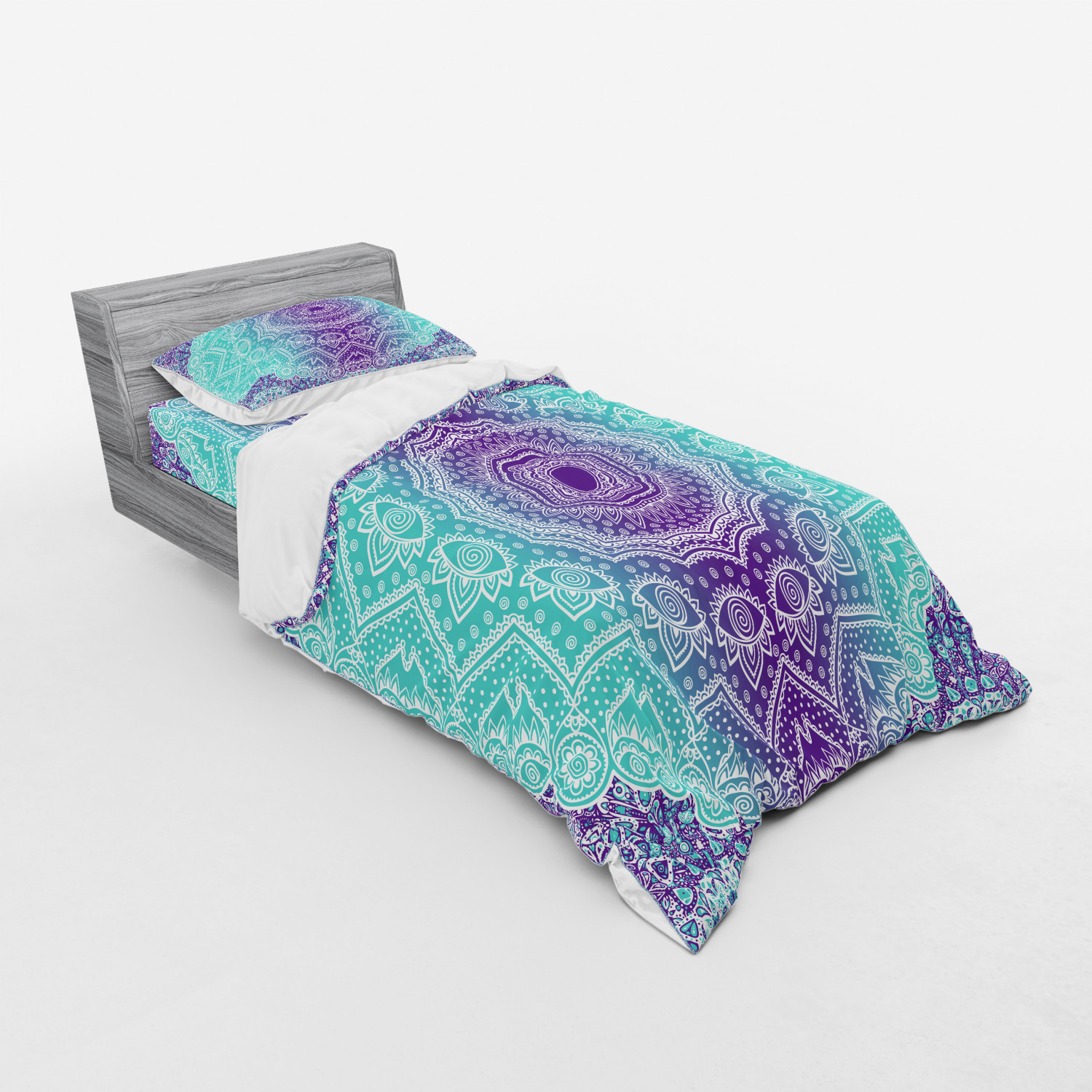 Ambesonne Mandala Bedding Set Duvet Cover Sham Fitted Sheet in 3 Sizes