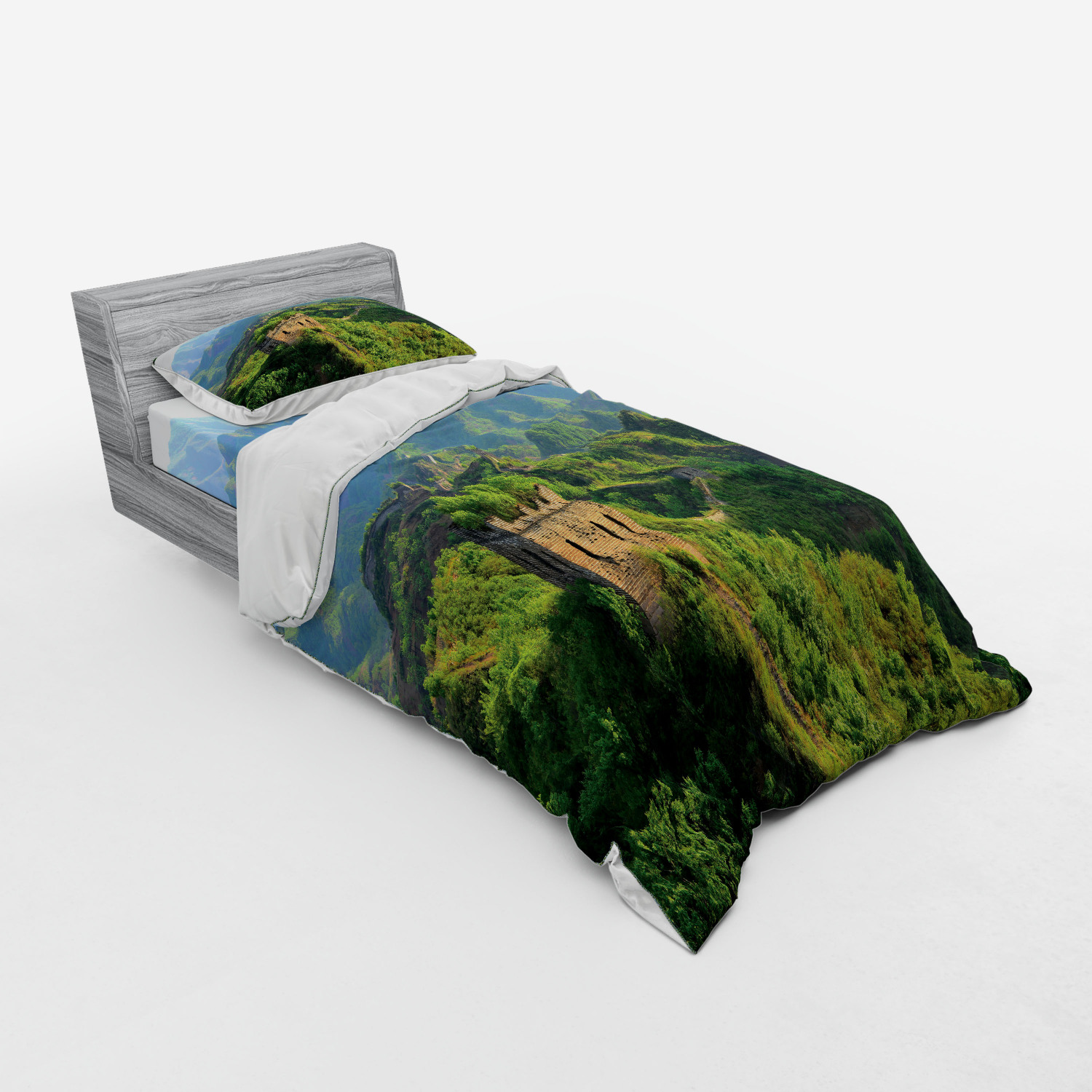 Ambesonne Nature Inspired Bedding Set Duvet Cover Sham Fitted Sheet in 3 Sizes - Picture 82 of 244