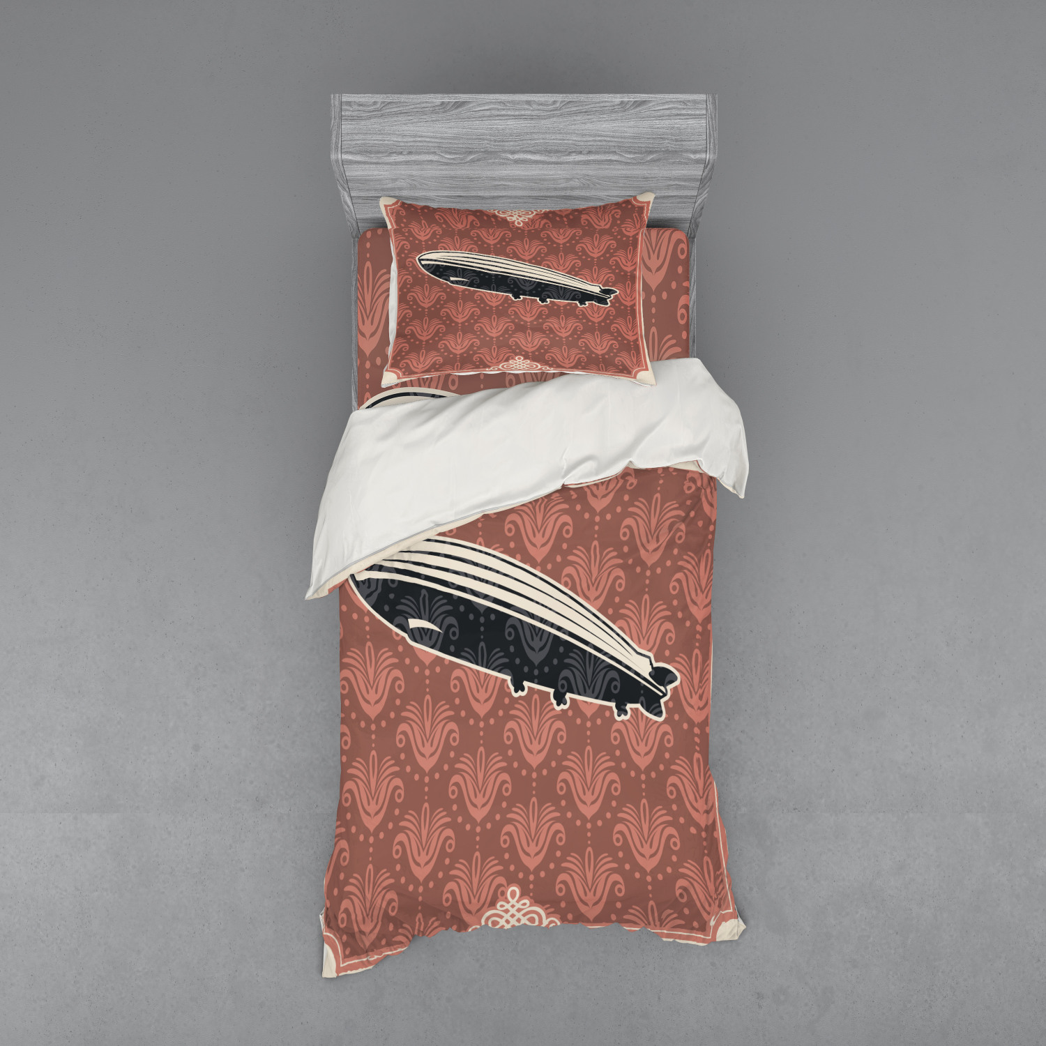 Ambesonne Retro Scene Bedding Set Duvet Cover Sham Fitted Sheet in 3 Sizes - Picture 237 of 244