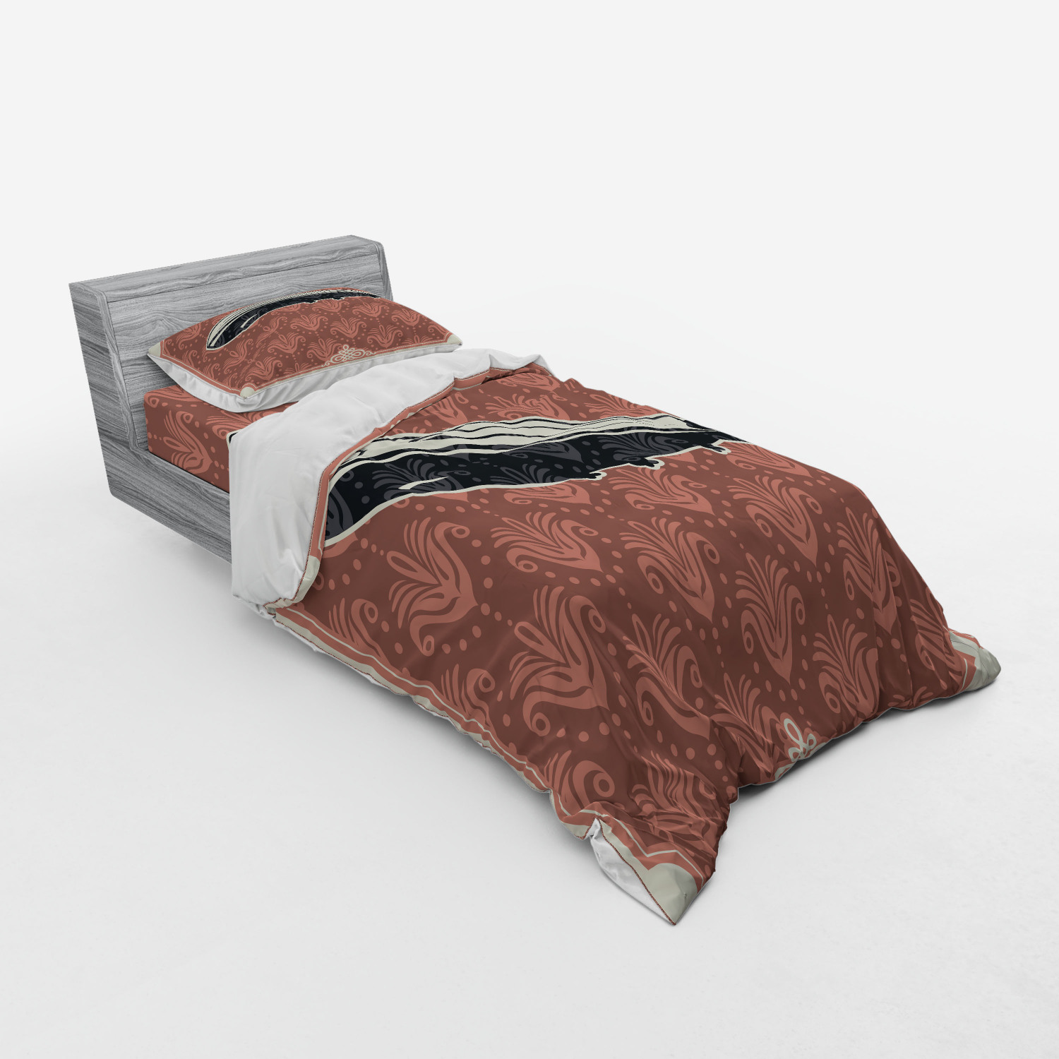 Ambesonne Retro Scene Bedding Set Duvet Cover Sham Fitted Sheet in 3 Sizes - Picture 238 of 244