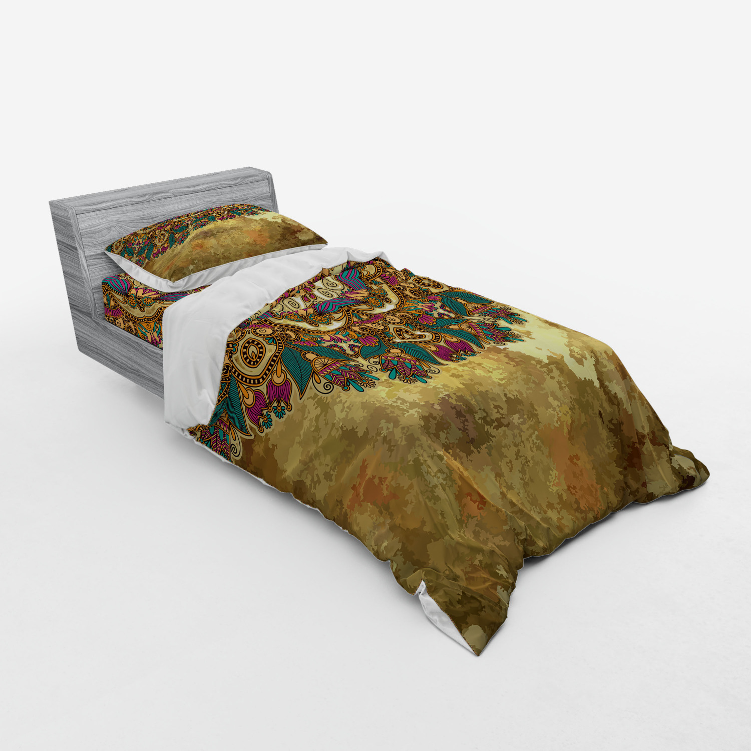 Ambesonne Mandala Bedding Set Duvet Cover Sham Fitted Sheet in 3 Sizes