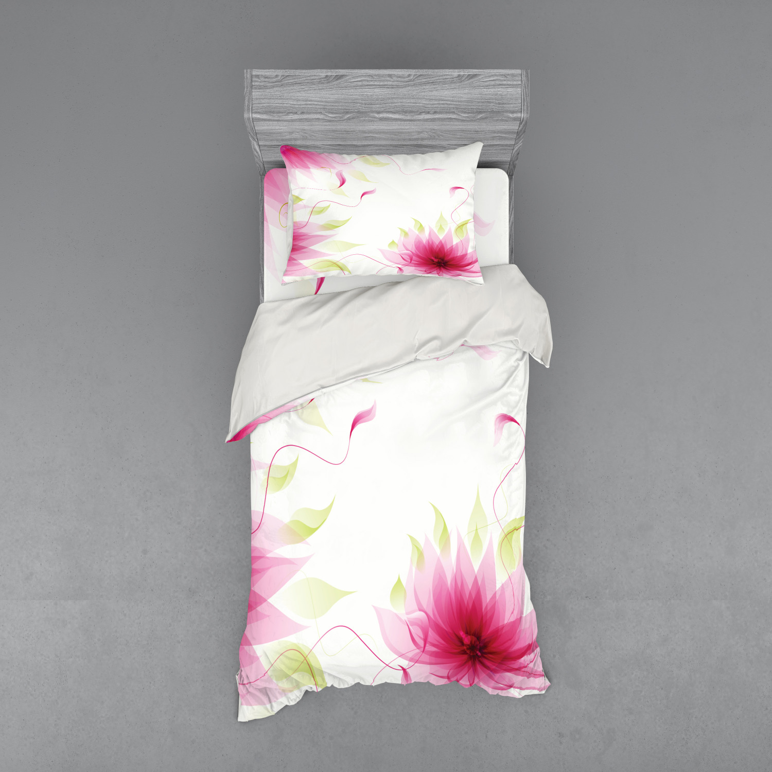 Ambesonne Flower Art Bedding Set Duvet Cover Sham Fitted Sheet in 3 Sizes - Picture 9 of 244