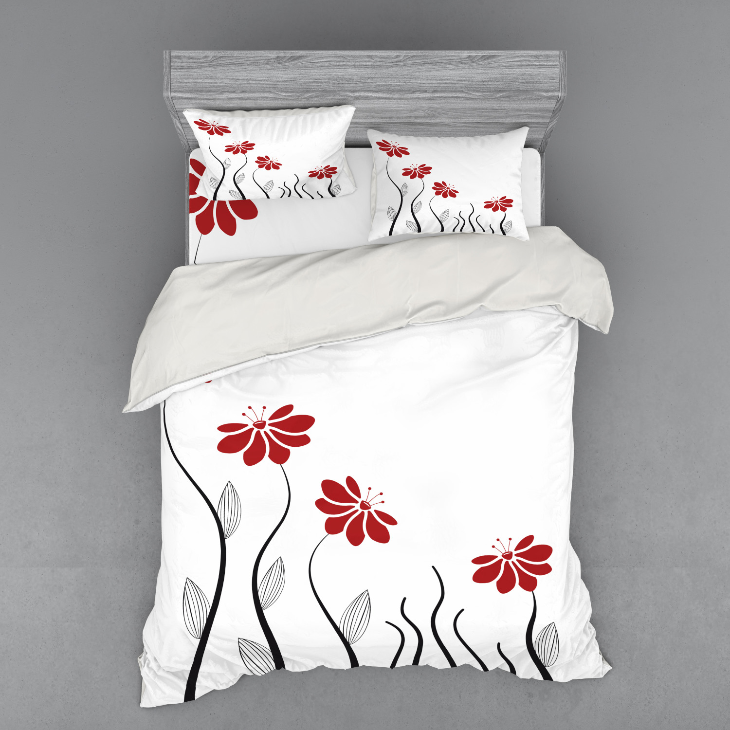 Ambesonne Flower Art Bedding Set Duvet Cover Sham Fitted Sheet in 3 Sizes - Picture 103 of 244