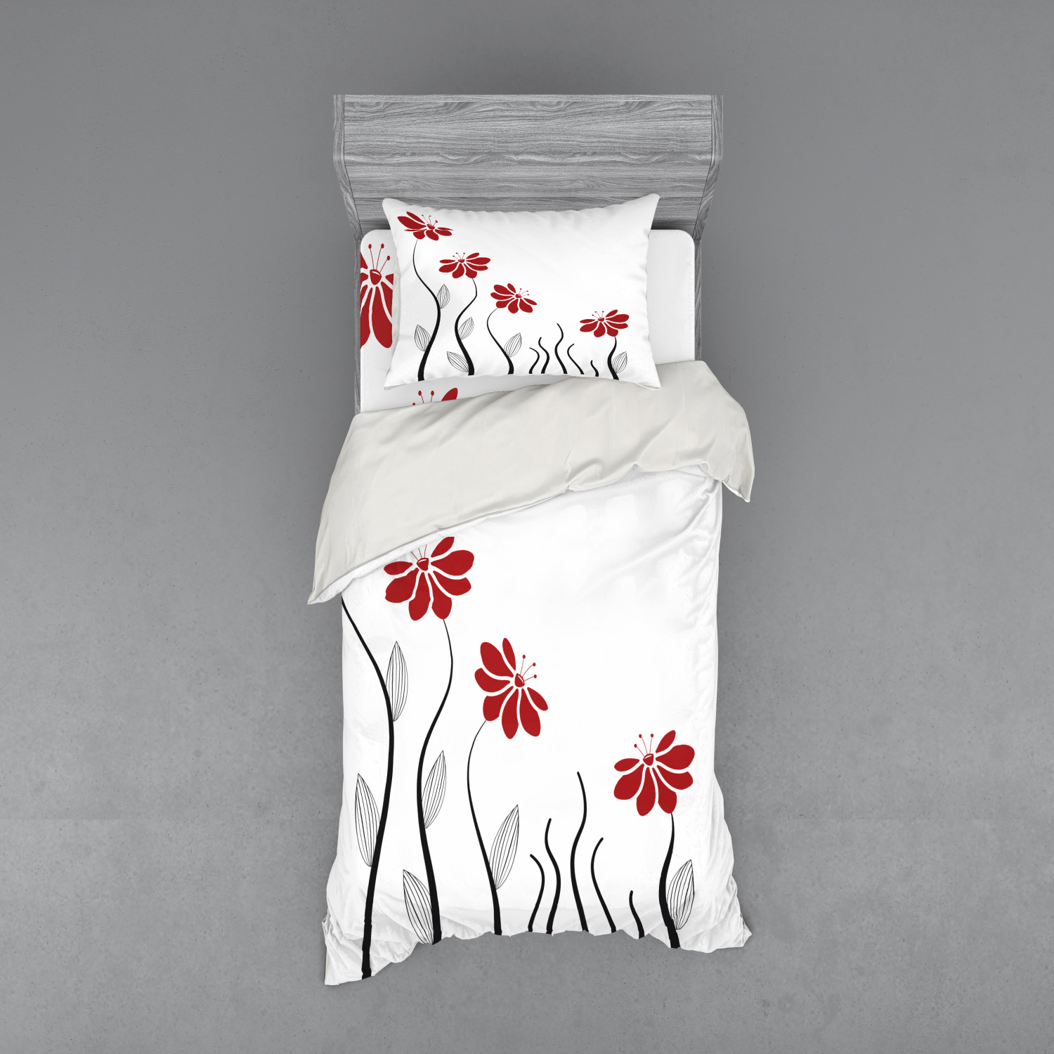 Ambesonne Flower Art Bedding Set Duvet Cover Sham Fitted Sheet in 3 Sizes - Picture 101 of 244