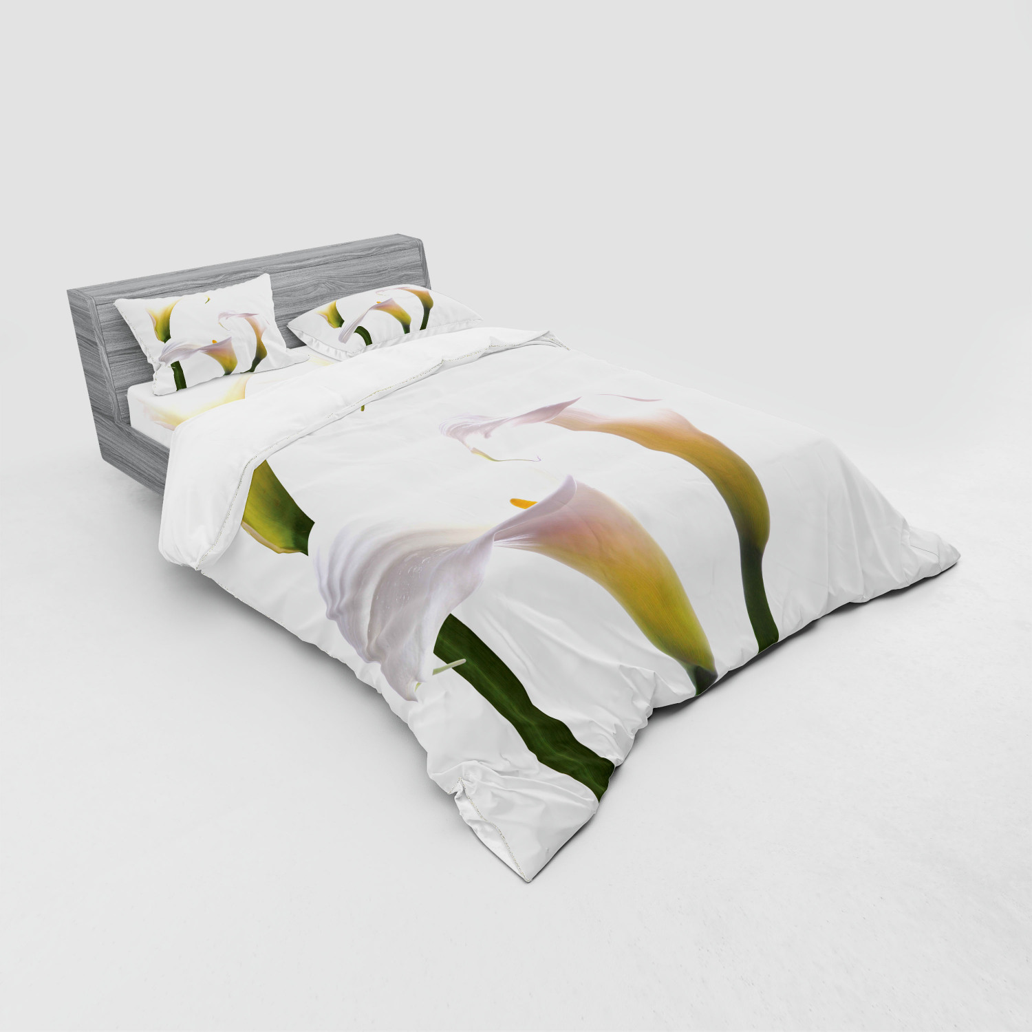 Ambesonne Flower Art Bedding Set Duvet Cover Sham Fitted Sheet in 3 Sizes - Picture 36 of 244