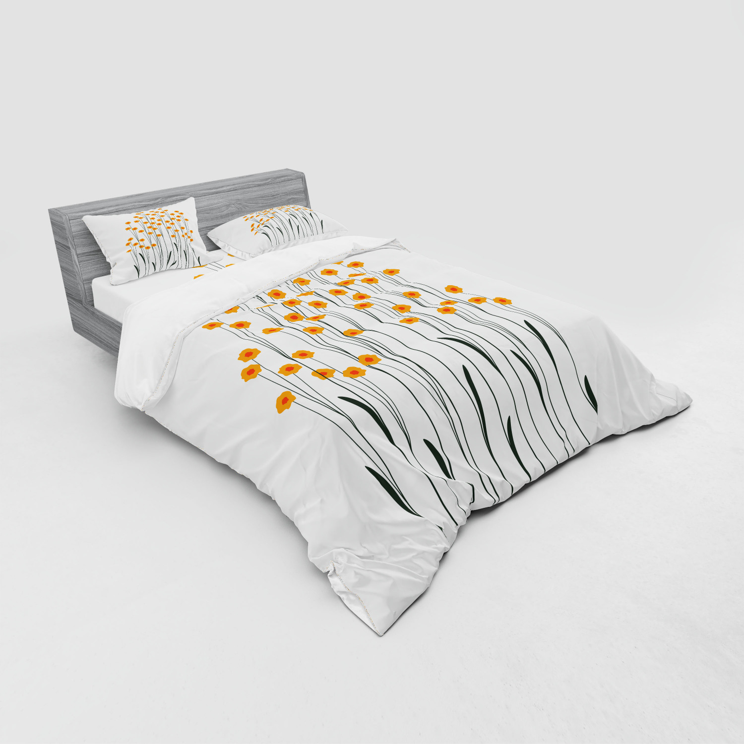 Ambesonne Flower Art Bedding Set Duvet Cover Sham Fitted Sheet in 3 Sizes - Picture 244 of 244