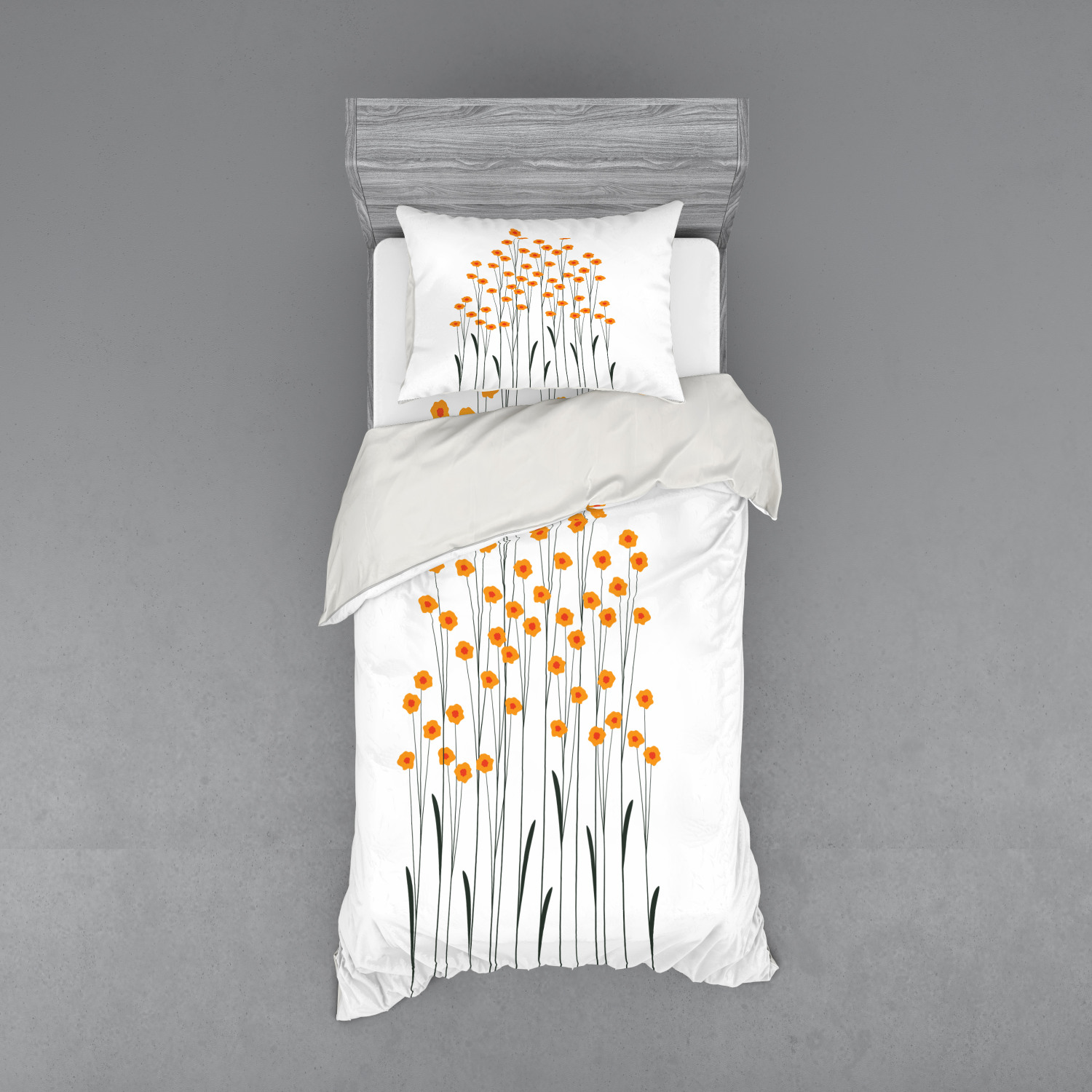 Ambesonne Flower Art Bedding Set Duvet Cover Sham Fitted Sheet in 3 Sizes - Picture 241 of 244