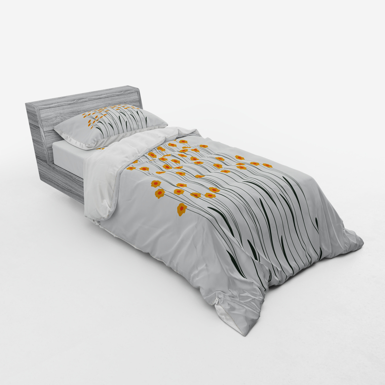 Ambesonne Flower Art Bedding Set Duvet Cover Sham Fitted Sheet in 3 Sizes - Picture 242 of 244