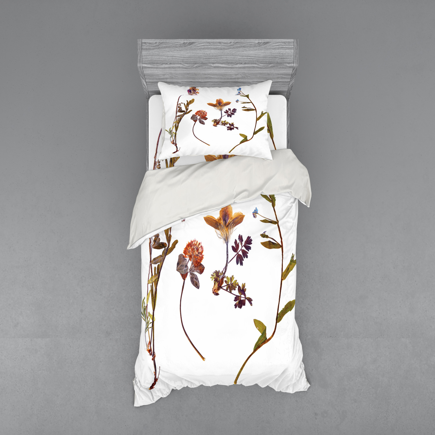 Ambesonne Flower Art Bedding Set Duvet Cover Sham Fitted Sheet in 3 Sizes - Picture 93 of 244