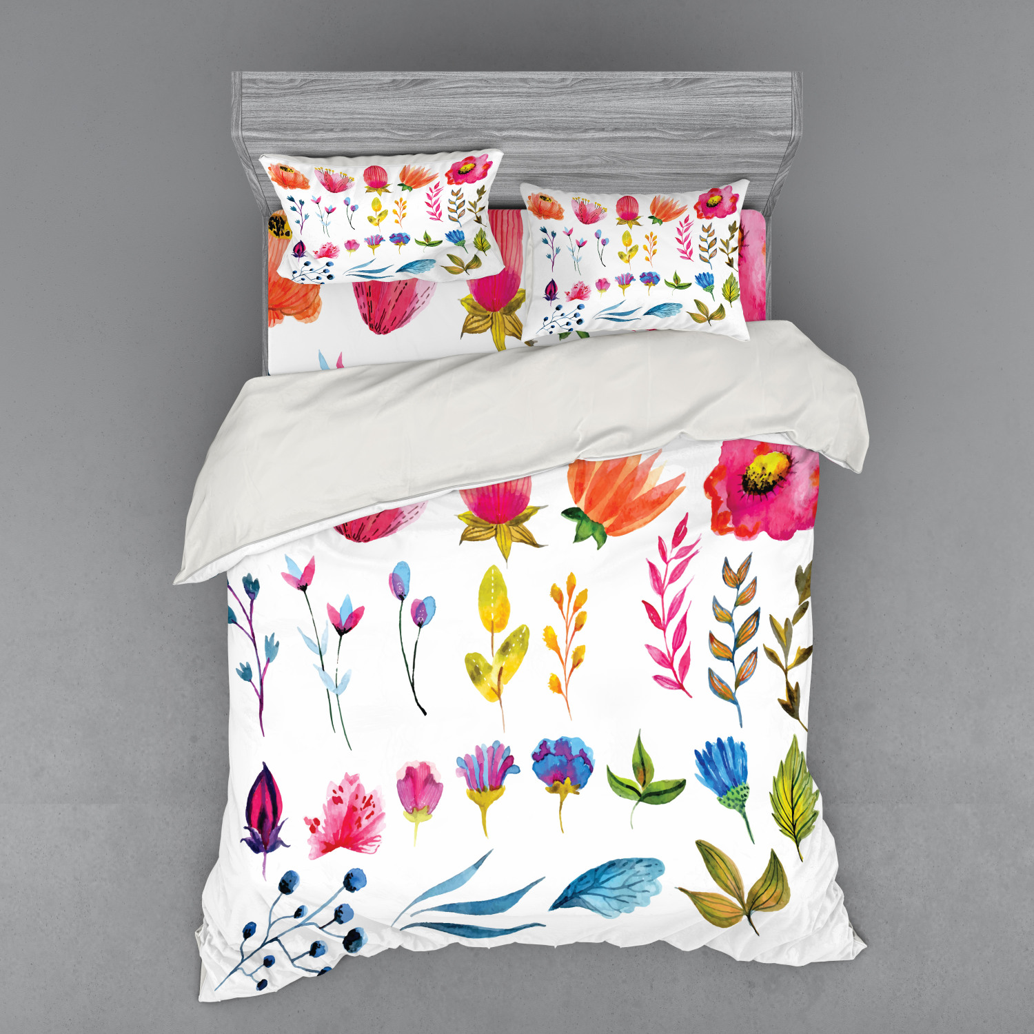 Ambesonne Flower Art Bedding Set Duvet Cover Sham Fitted Sheet in 3 Sizes - Picture 227 of 244