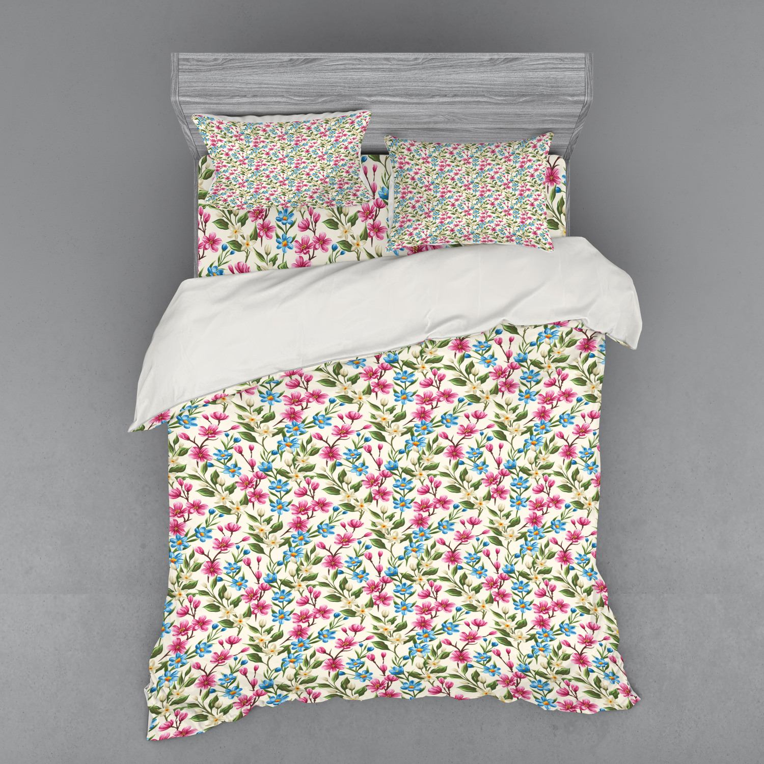 Ambesonne Flower Art Bedding Set Duvet Cover Sham Fitted Sheet in 3 Sizes - Picture 191 of 244