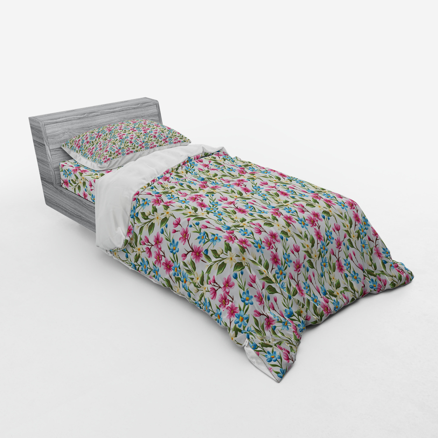 Ambesonne Flower Art Bedding Set Duvet Cover Sham Fitted Sheet in 3 Sizes - Picture 190 of 244