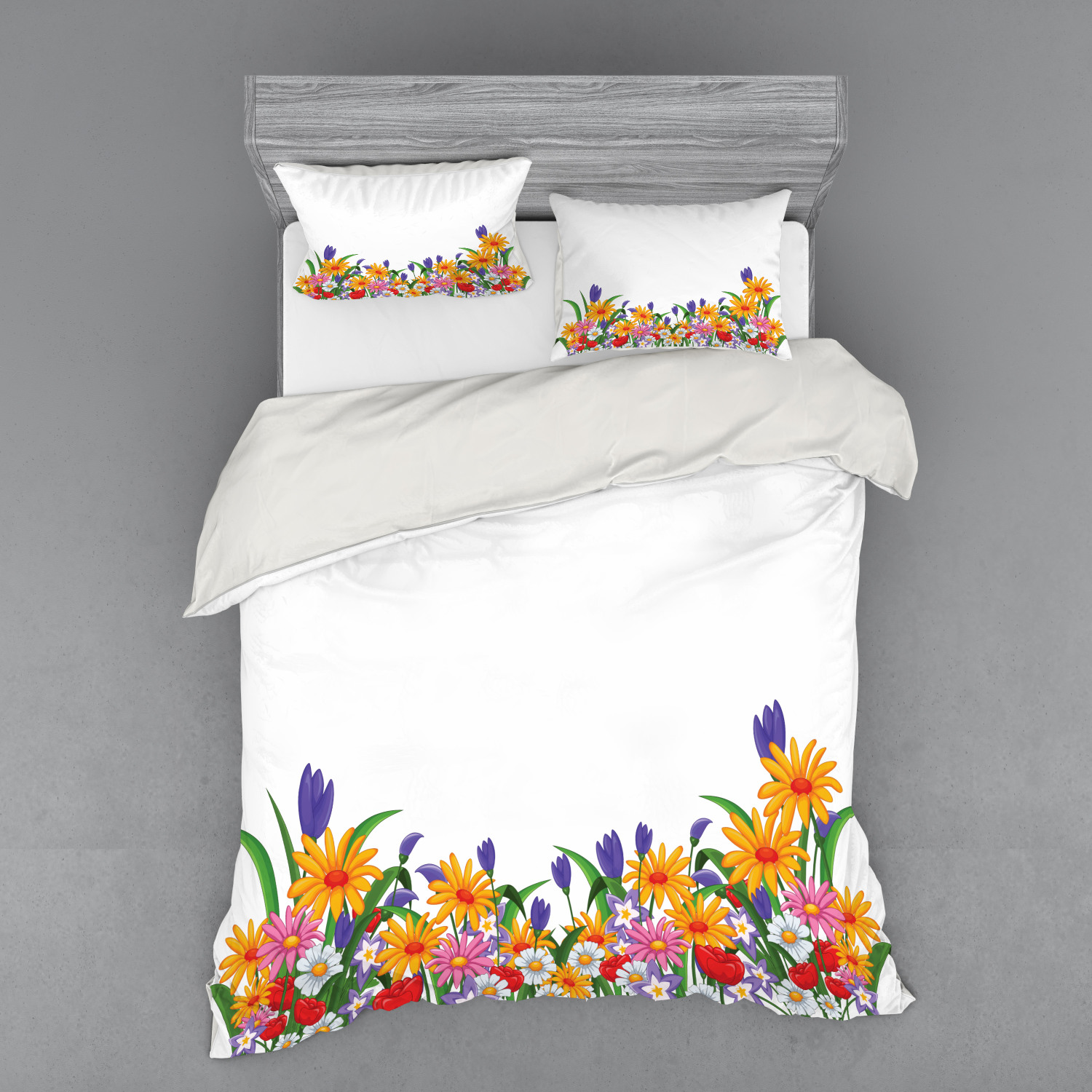 Ambesonne Flower Art Bedding Set Duvet Cover Sham Fitted Sheet in 3 Sizes - Picture 39 of 244