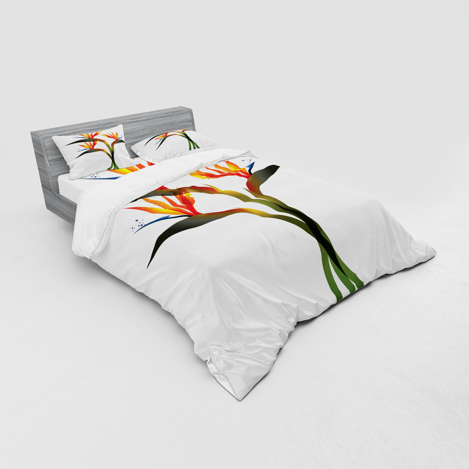 Ambesonne Flower Art Bedding Set Duvet Cover Sham Fitted Sheet in 3 Sizes - Picture 120 of 244