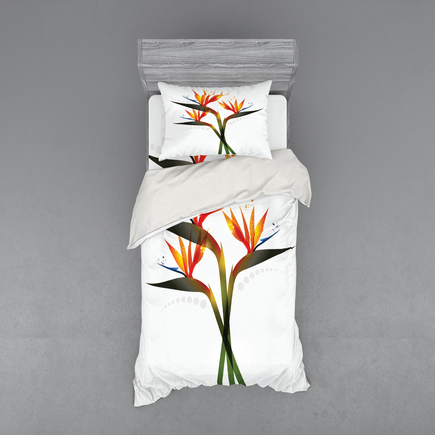 Ambesonne Flower Art Bedding Set Duvet Cover Sham Fitted Sheet in 3 Sizes - Picture 117 of 244