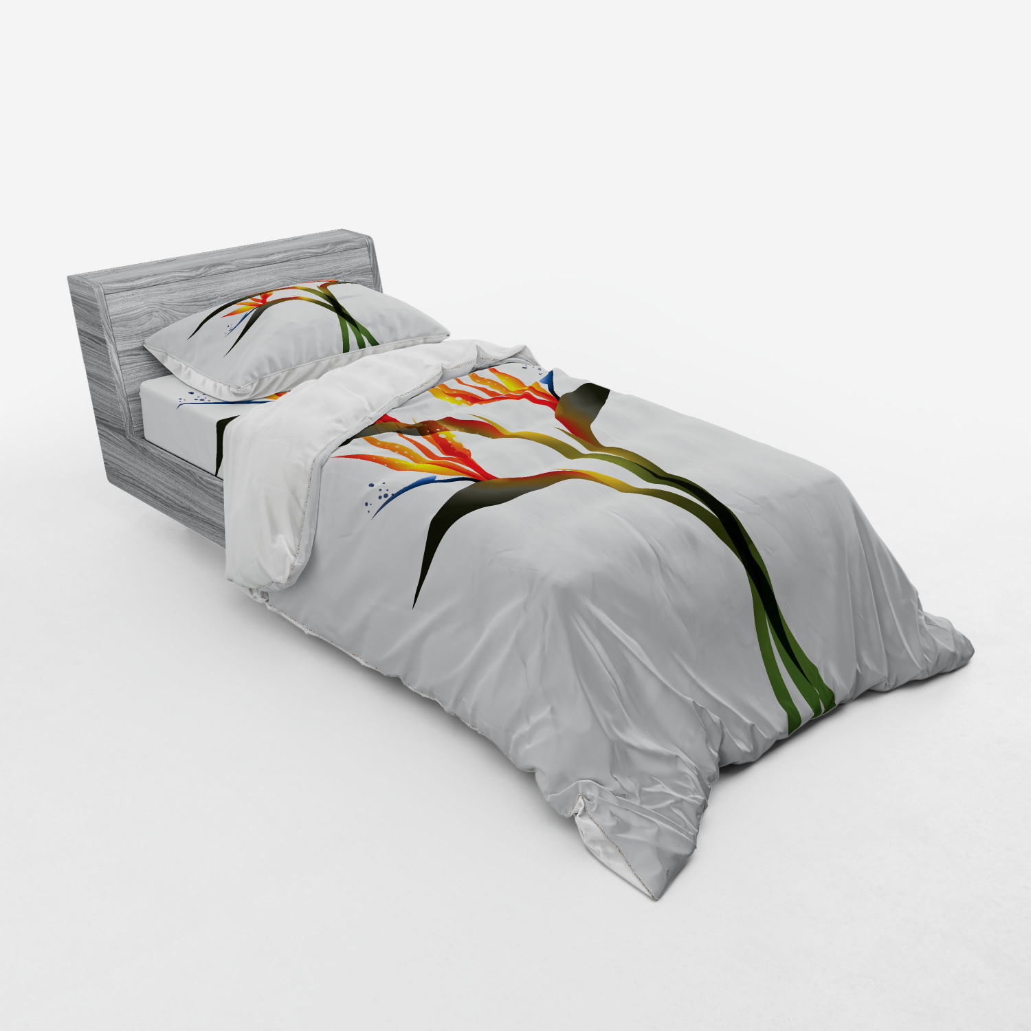 Ambesonne Flower Art Bedding Set Duvet Cover Sham Fitted Sheet in 3 Sizes - Picture 118 of 244
