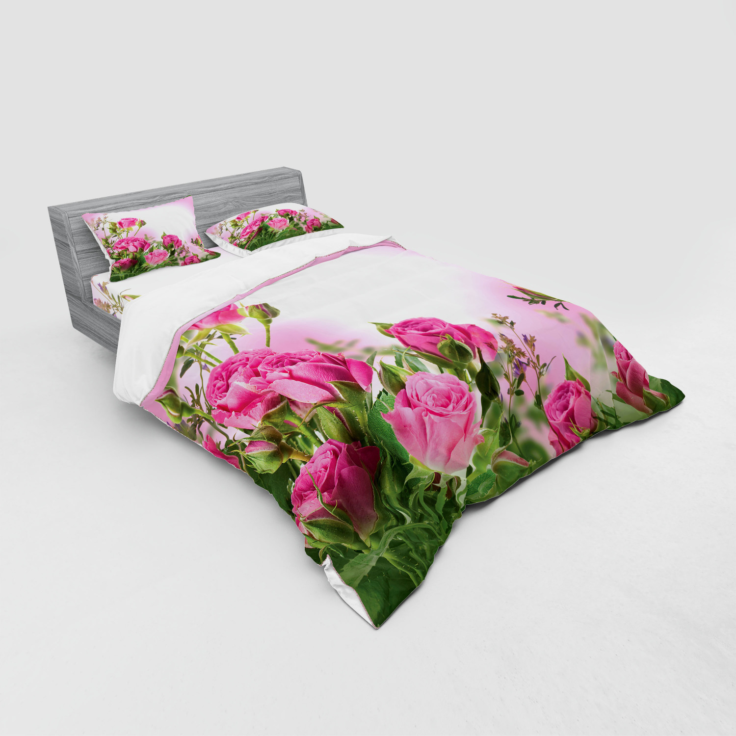 Ambesonne Flower Art Bedding Set Duvet Cover Sham Fitted Sheet in 3 Sizes - Picture 212 of 244