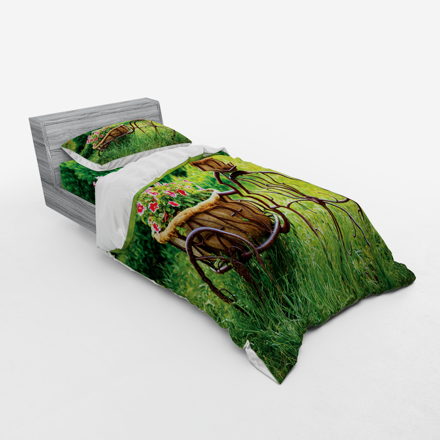 Ambesonne Flower Art Bedding Set Duvet Cover Sham Fitted Sheet in 3 Sizes - Picture 218 of 244