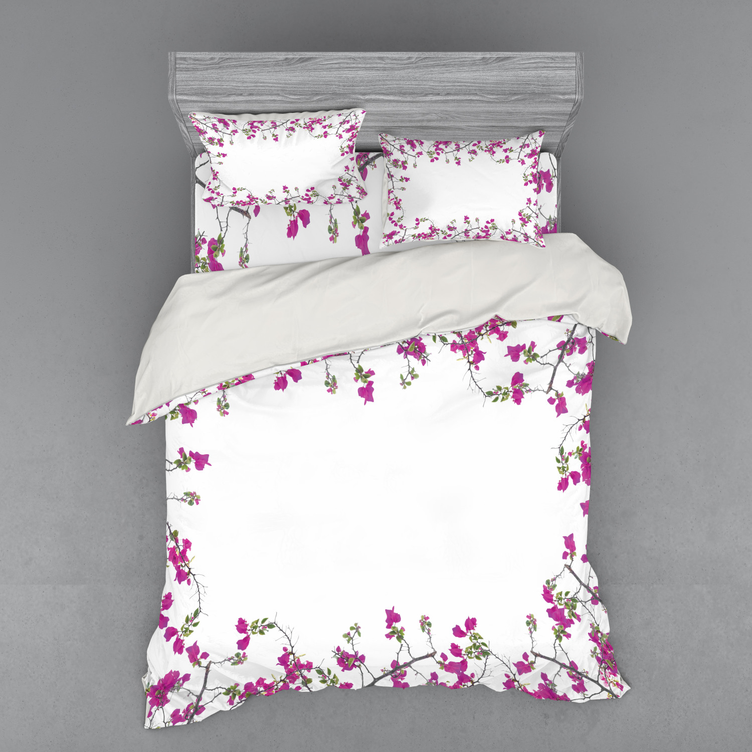Ambesonne Flower Art Bedding Set Duvet Cover Sham Fitted Sheet in 3 Sizes - Picture 91 of 244