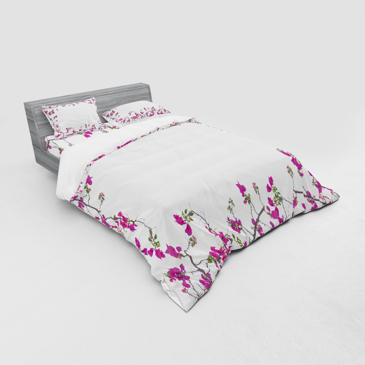 Ambesonne Flower Art Bedding Set Duvet Cover Sham Fitted Sheet in 3 Sizes - Picture 92 of 244