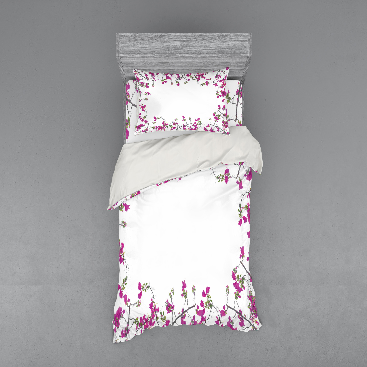 Ambesonne Flower Art Bedding Set Duvet Cover Sham Fitted Sheet in 3 Sizes - Picture 89 of 244
