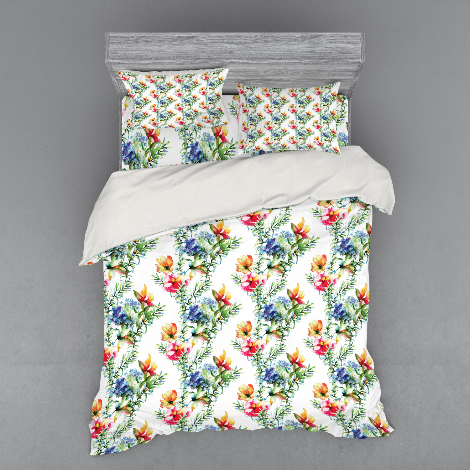 Ambesonne Flower Art Bedding Set Duvet Cover Sham Fitted Sheet in 3 Sizes - Picture 195 of 244