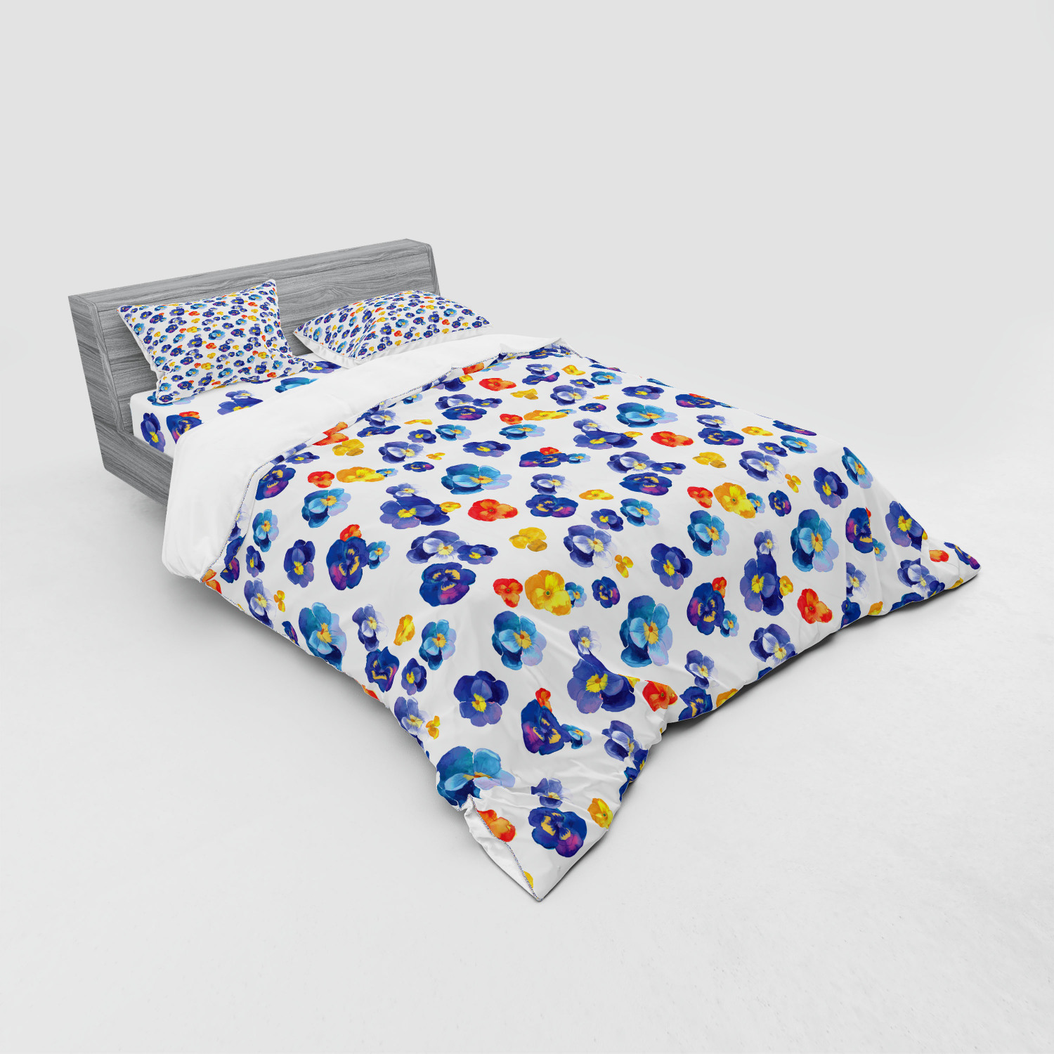 Ambesonne Flower Art Bedding Set Duvet Cover Sham Fitted Sheet in 3 Sizes - Picture 112 of 244