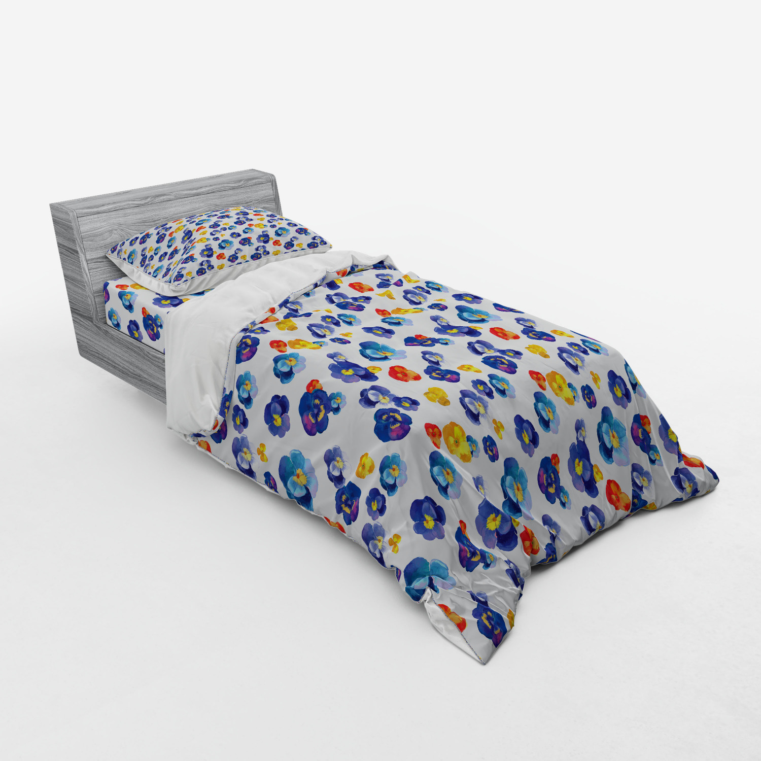 Ambesonne Flower Art Bedding Set Duvet Cover Sham Fitted Sheet in 3 Sizes - Picture 110 of 244