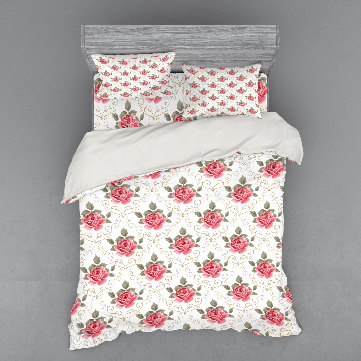 Ambesonne Flower Art Bedding Set Duvet Cover Sham Fitted Sheet in 3 Sizes - Picture 175 of 244
