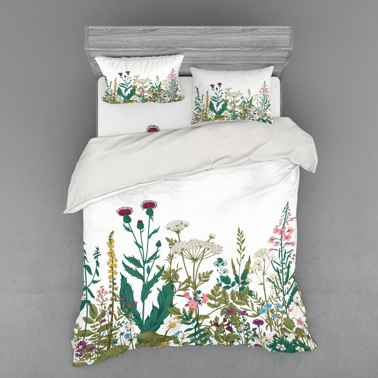 Ambesonne Flower Art Bedding Set Duvet Cover Sham Fitted Sheet in 3 Sizes - Picture 207 of 244