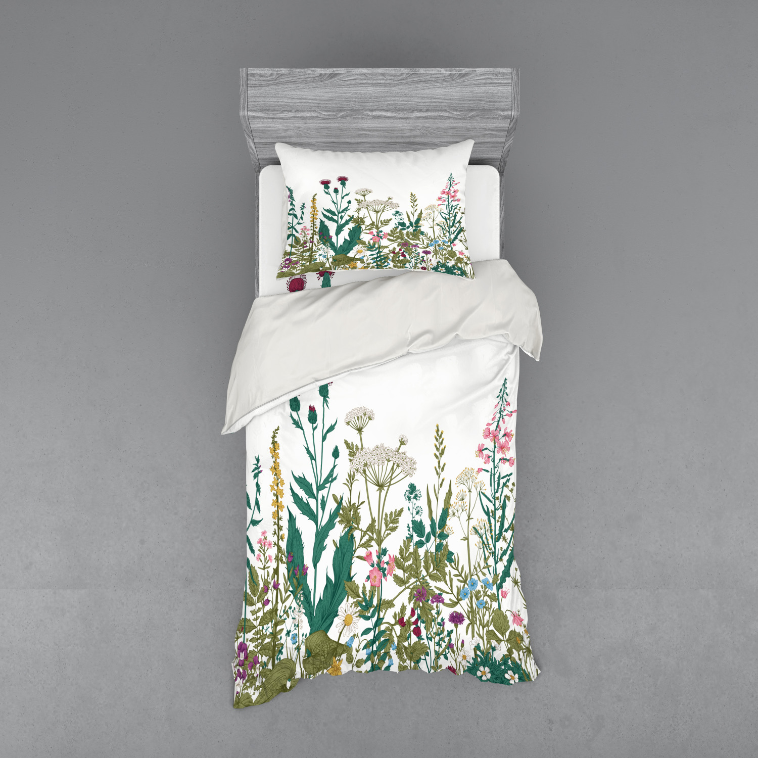 Ambesonne Flower Art Bedding Set Duvet Cover Sham Fitted Sheet in 3 Sizes - Picture 205 of 244