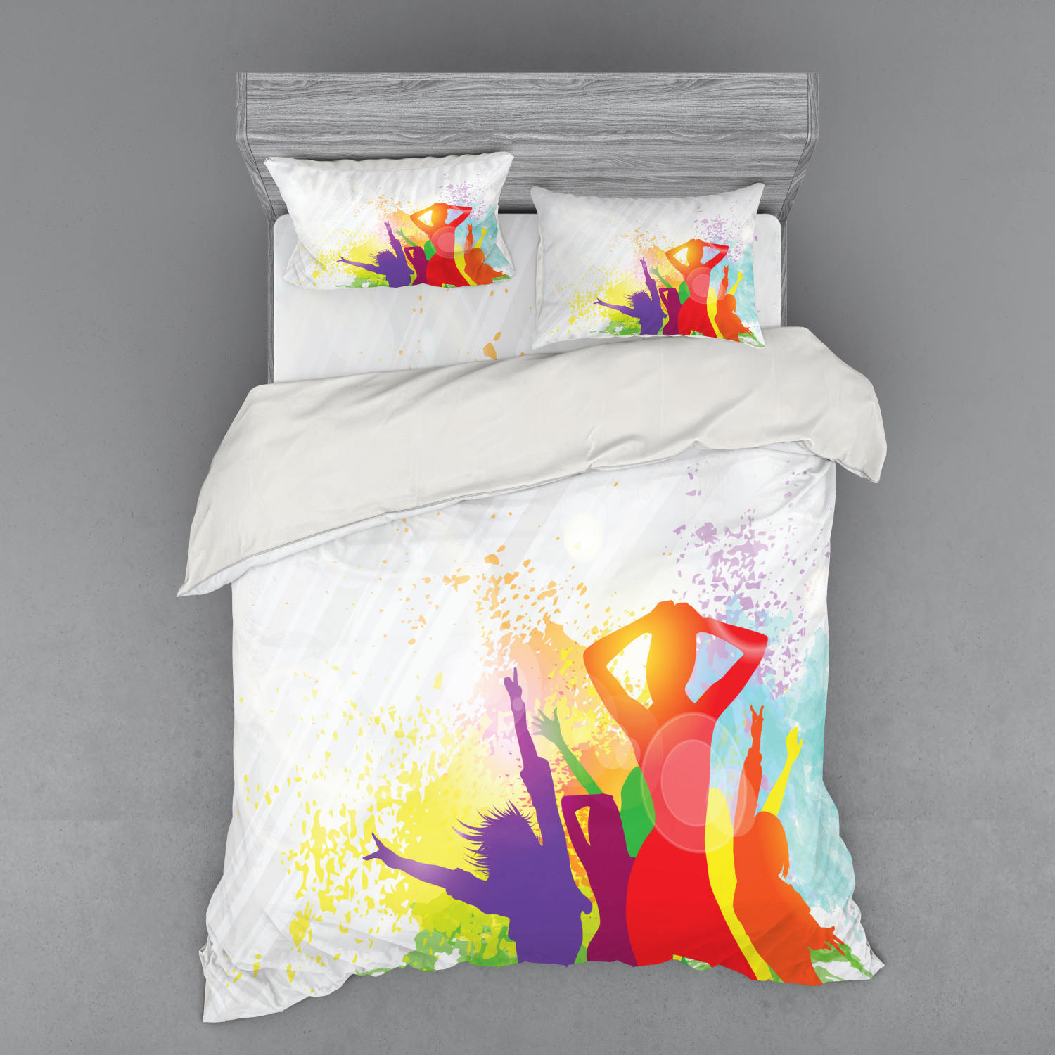 Ambesonne Retro Scene Bedding Set Duvet Cover Sham Fitted Sheet in 3 Sizes - Picture 191 of 244