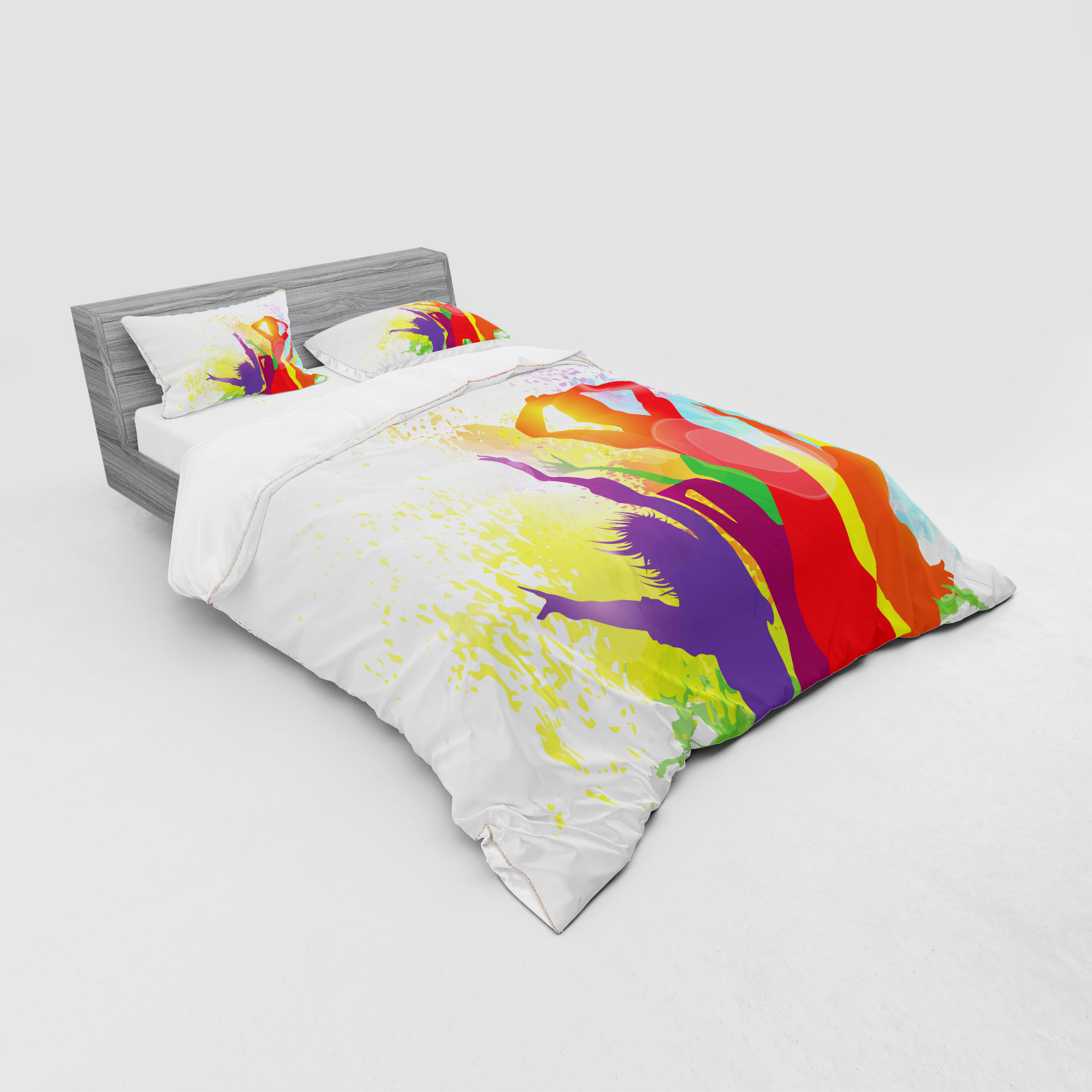Ambesonne Retro Scene Bedding Set Duvet Cover Sham Fitted Sheet in 3 Sizes - Picture 192 of 244