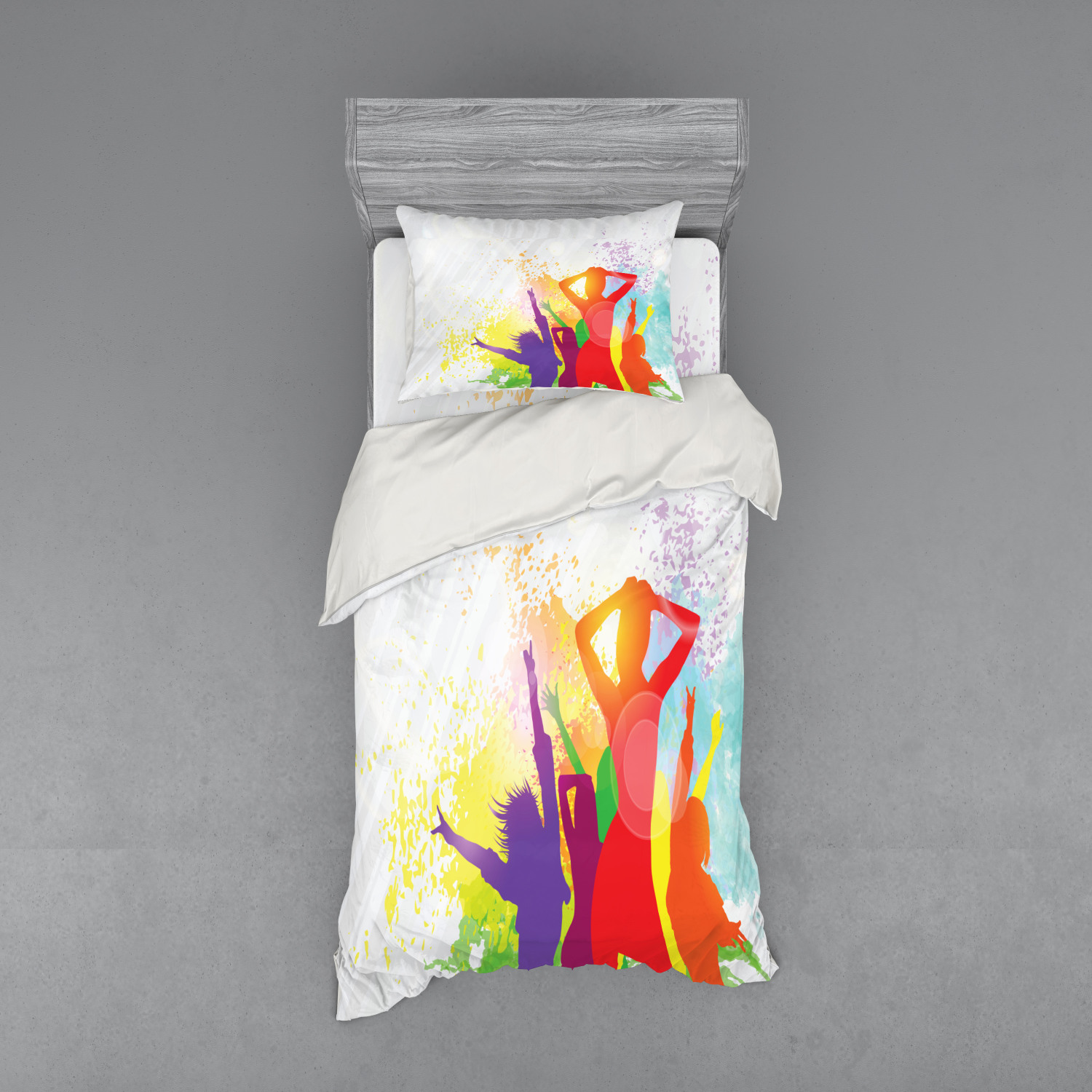 Ambesonne Retro Scene Bedding Set Duvet Cover Sham Fitted Sheet in 3 Sizes - Picture 189 of 244