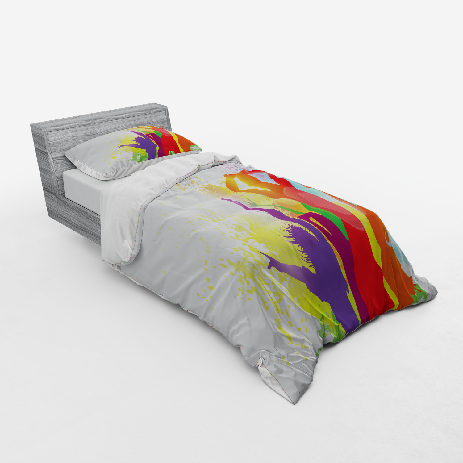 Ambesonne Retro Scene Bedding Set Duvet Cover Sham Fitted Sheet in 3 Sizes - Picture 190 of 244