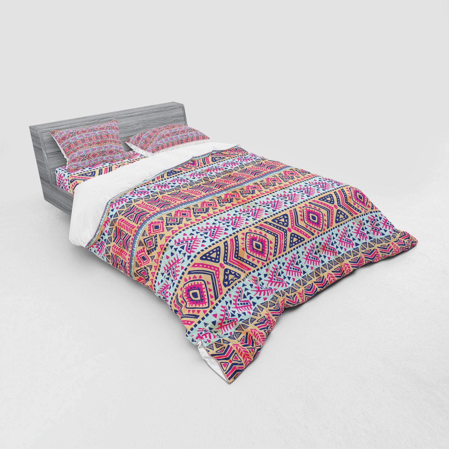 Ambesonne Ethnic Design Bedding Set Duvet Cover Sham Fitted Sheet in 3 Sizes - Picture 204 of 240