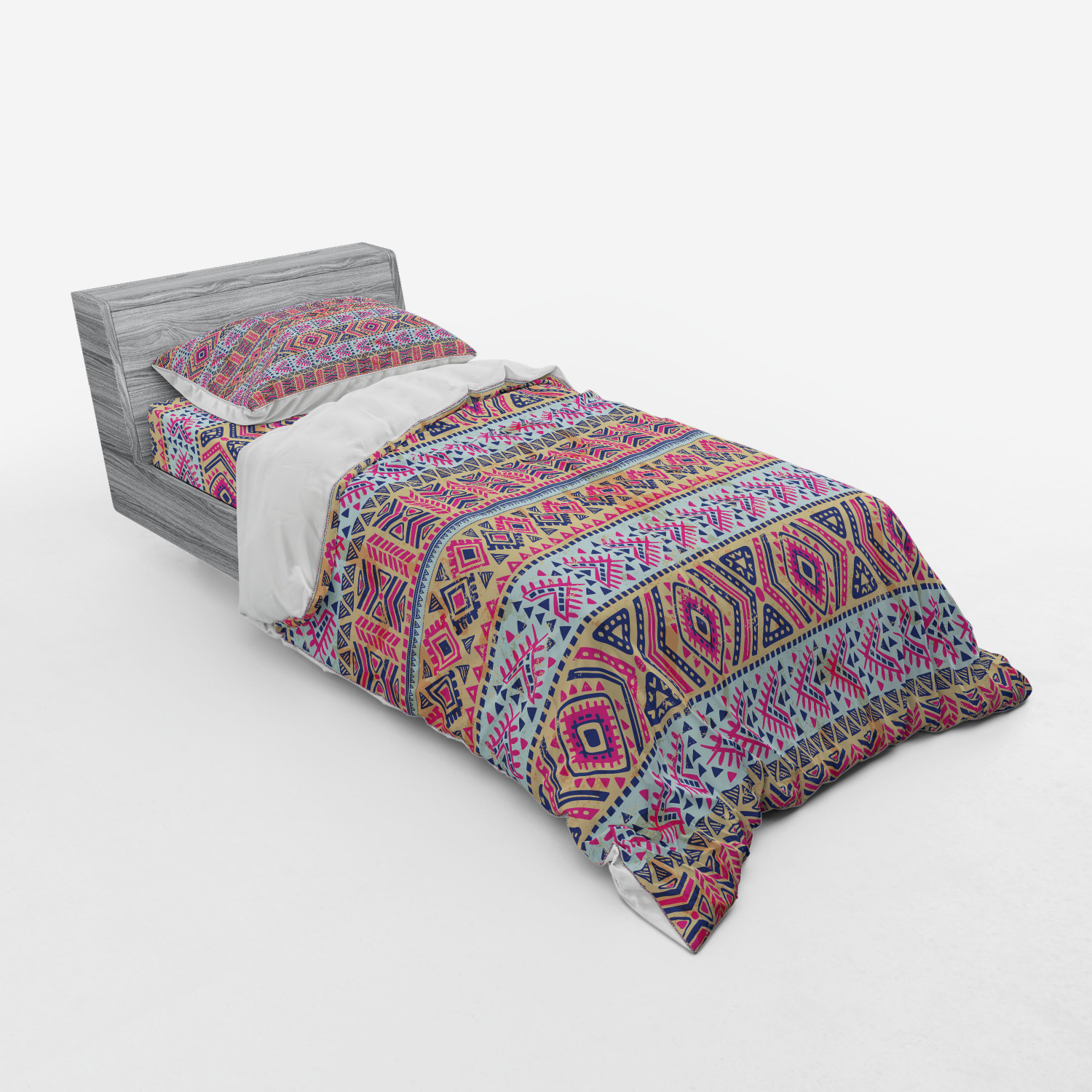 Ambesonne Ethnic Design Bedding Set Duvet Cover Sham Fitted Sheet in 3 Sizes - Picture 202 of 240