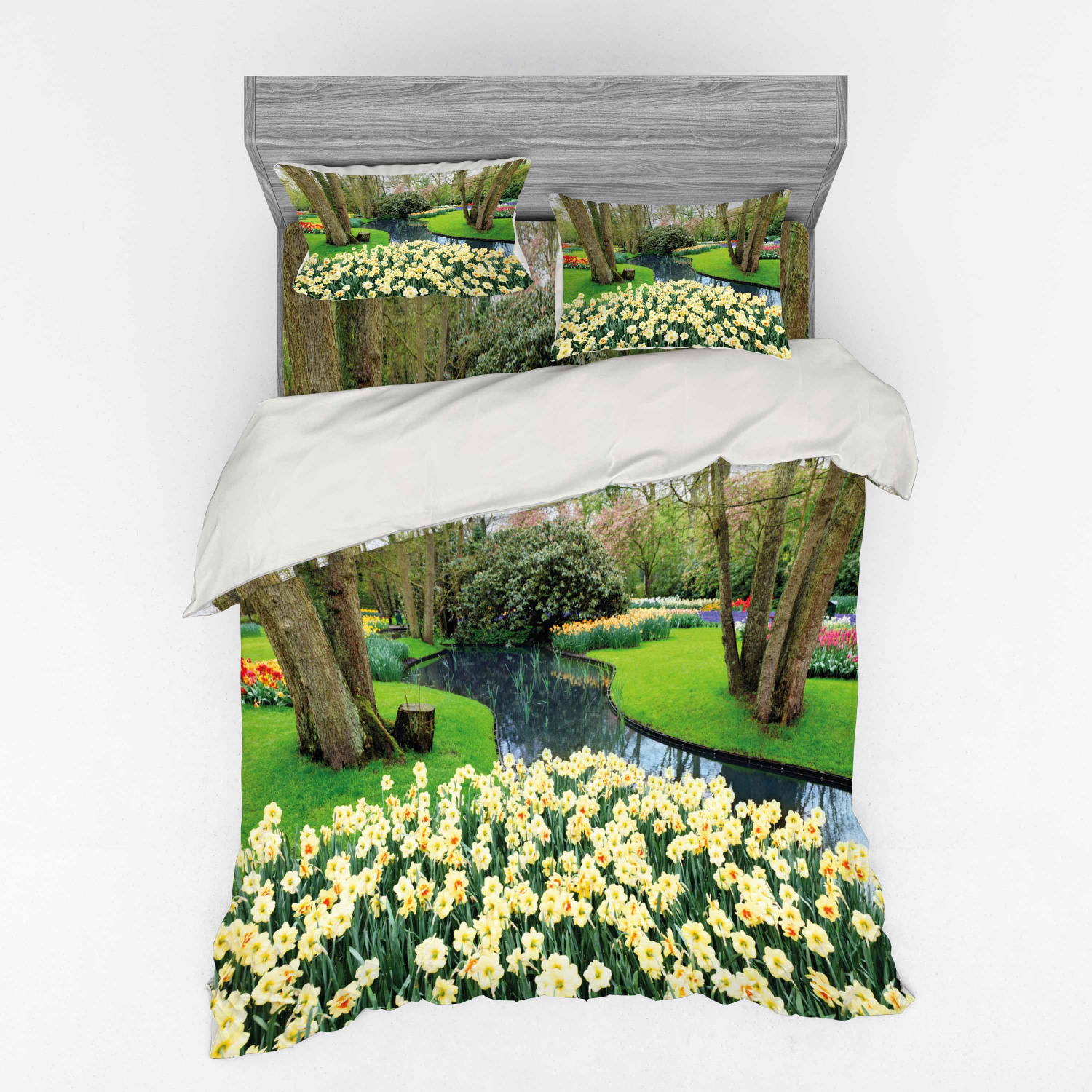 Ambesonne Spring Bedding Set Duvet Cover Sham Fitted Sheet in 3 Sizes - Picture 79 of 240