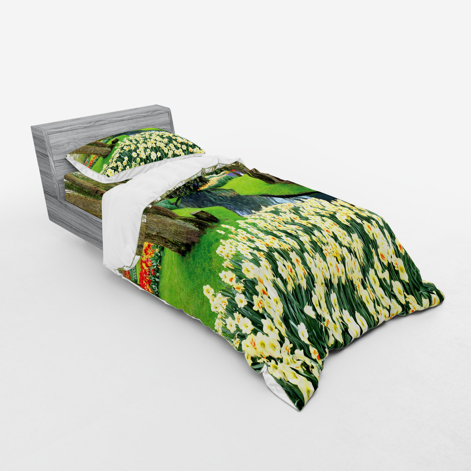 Ambesonne Spring Bedding Set Duvet Cover Sham Fitted Sheet in 3 Sizes - Picture 78 of 240