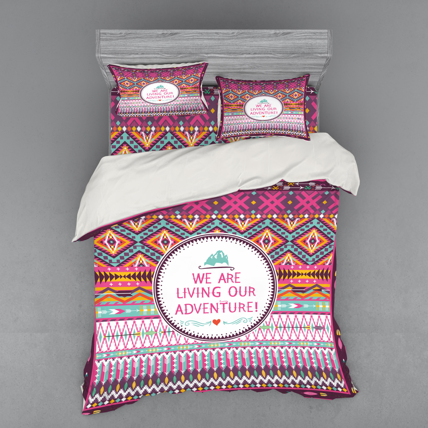 Ambesonne Ethnic Design Bedding Set Duvet Cover Sham Fitted Sheet in 3 Sizes - Picture 207 of 240