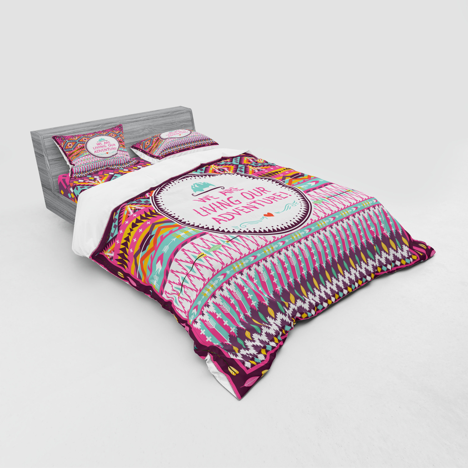 Ambesonne Ethnic Design Bedding Set Duvet Cover Sham Fitted Sheet in 3 Sizes - Picture 208 of 240