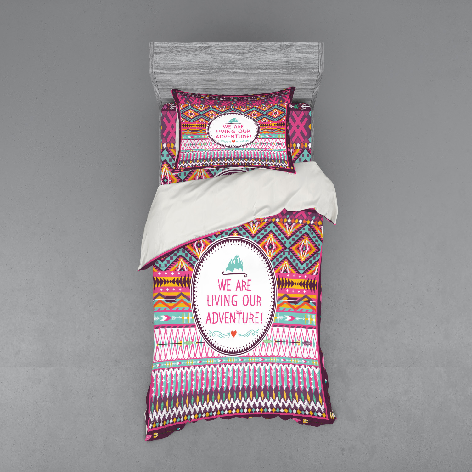 Ambesonne Ethnic Design Bedding Set Duvet Cover Sham Fitted Sheet in 3 Sizes - Picture 205 of 240