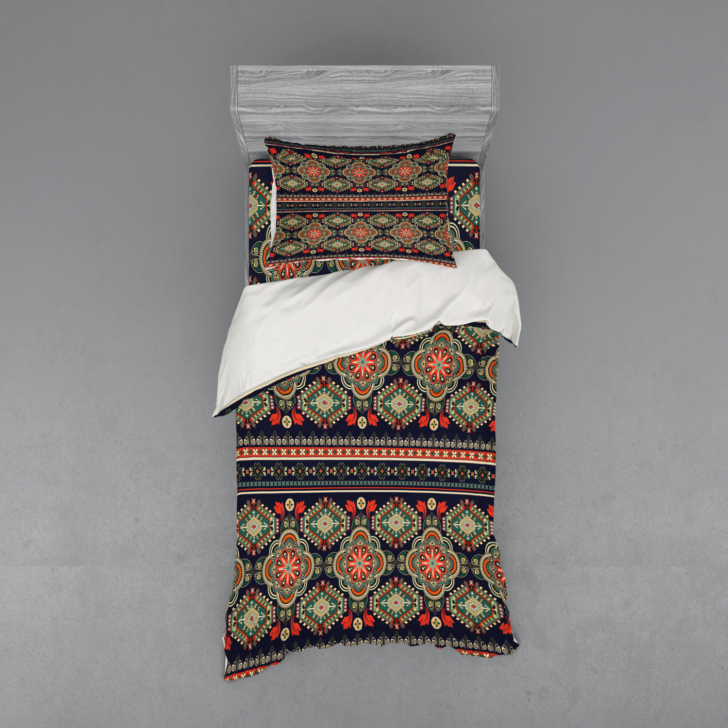 Ambesonne Ethnic Design Bedding Set Duvet Cover Sham Fitted Sheet in 3 Sizes - Picture 77 of 240