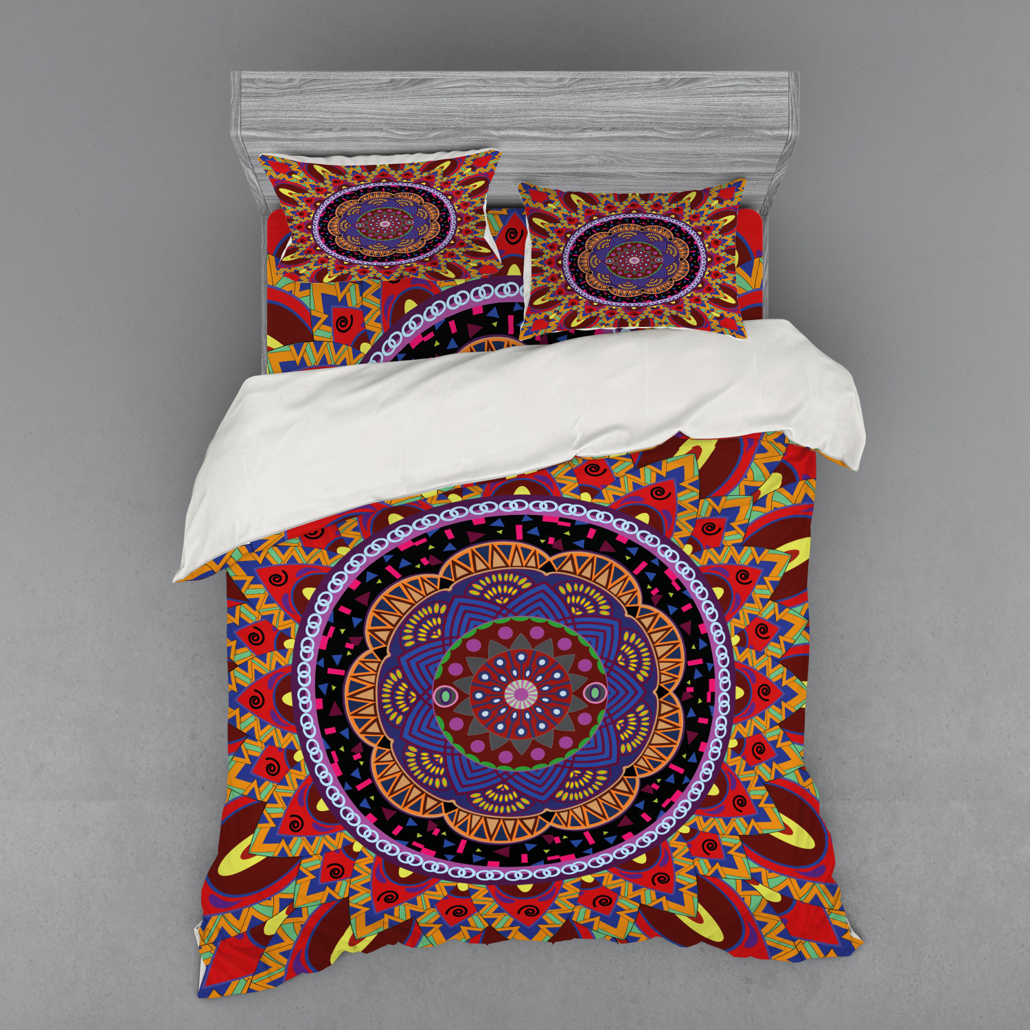 Ambesonne Mandala Bedding Set Duvet Cover Sham Fitted Sheet in 3 Sizes